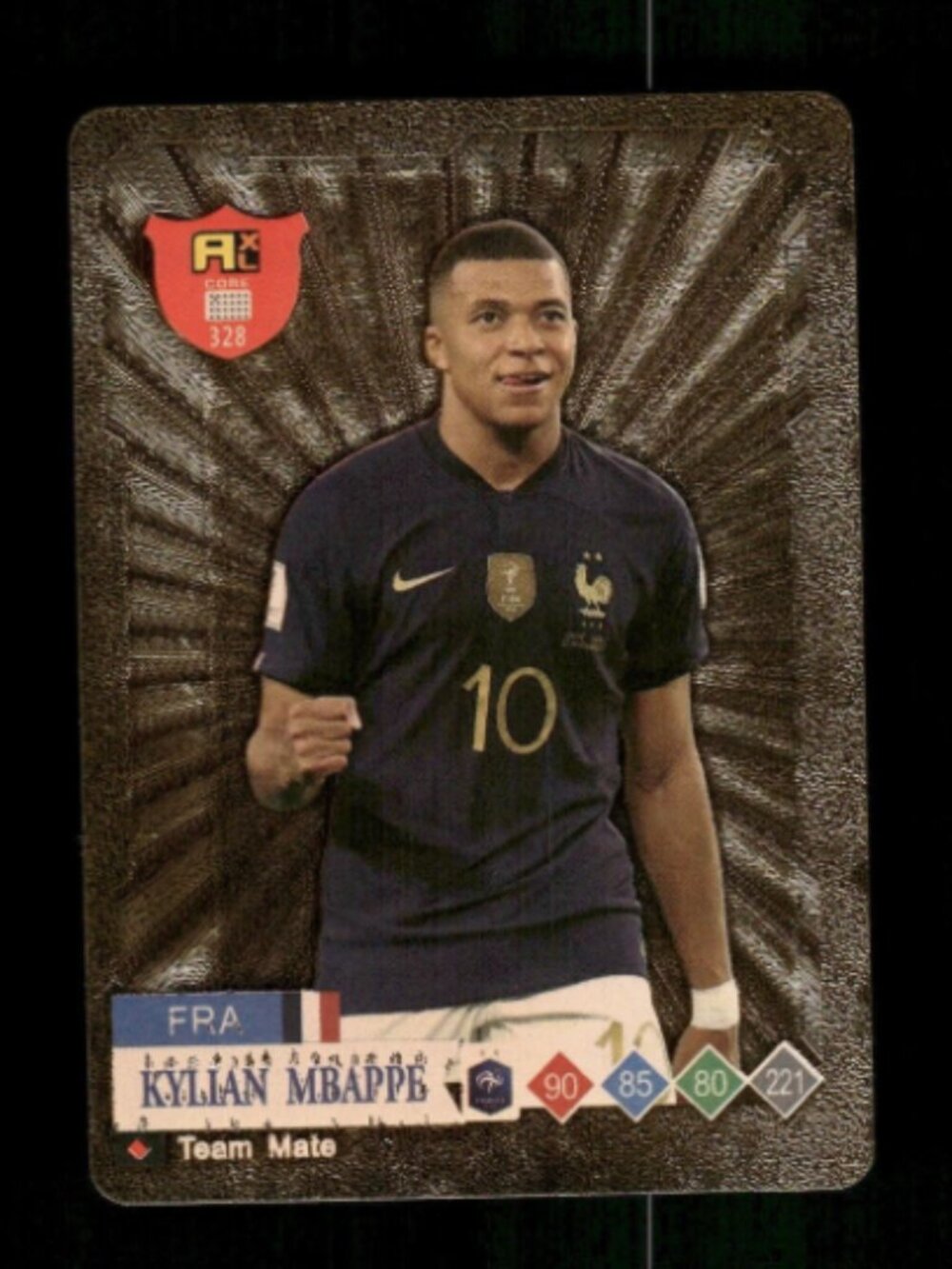 METALLIC GOLD Kylian Mbappe Card Mbappe Soccer Card FRANCE FIFA WORLD CUP